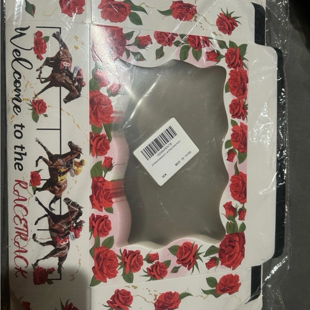Horse Racing Themed Picture Frame with Red Roses - Picture 2 of 2